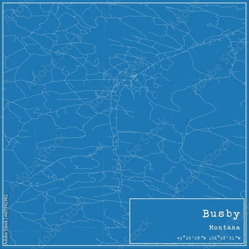 Photos Blueprint US city map of Busby, Montana.