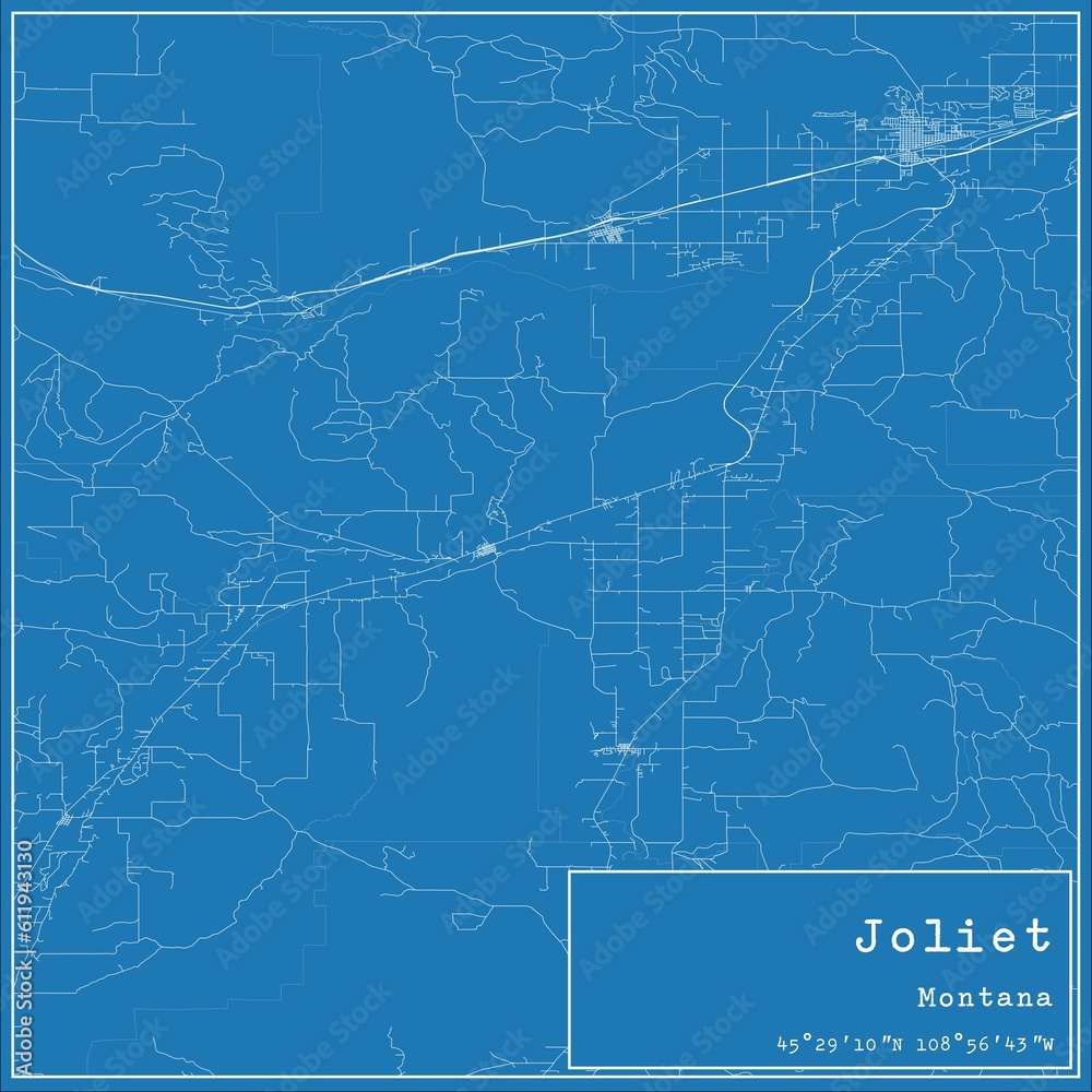 Blueprint US city map of Joliet, Montana. Blueprint US city map of Joliet, Montana.