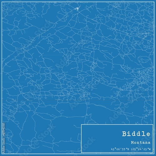 Blueprint US city map of Biddle, Montana. photo