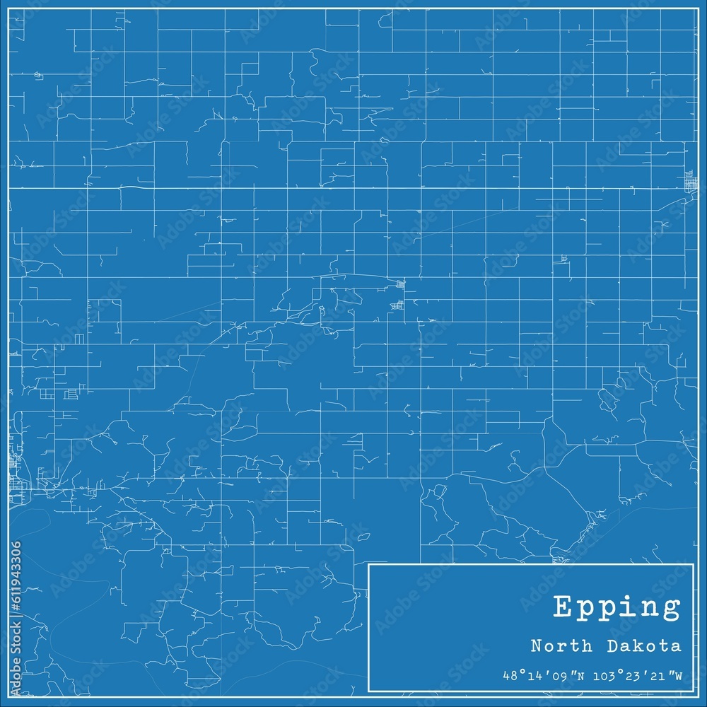 Blueprint US city map of Epping, North Dakota.