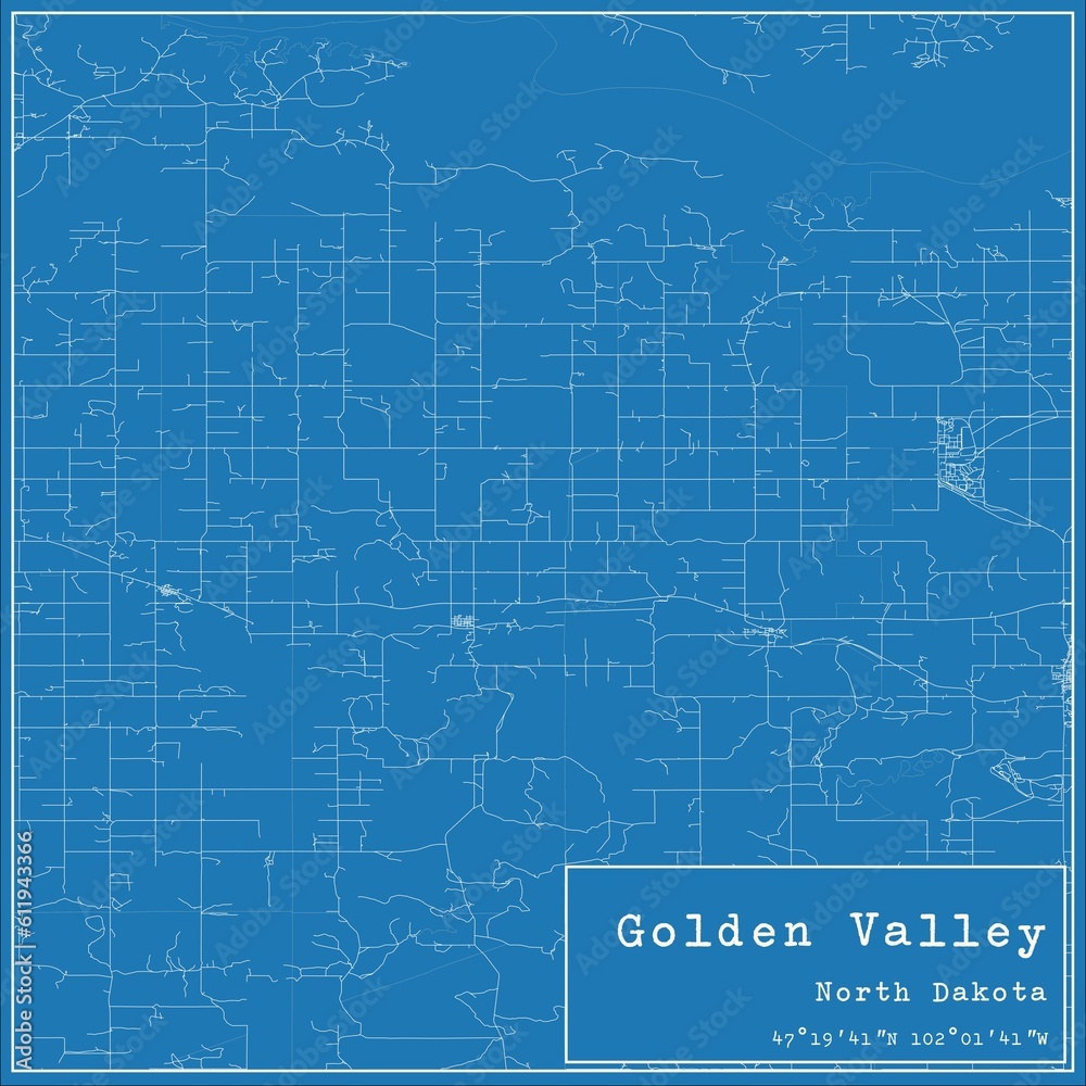 Blueprint US city map of Golden Valley, North Dakota. Blueprint US city map of Golden Valley, North Dakota.