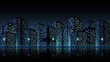 Retro wave city horizontal banner. Night urban illustration 90s on a black background.