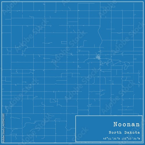 Blueprint US city map of Noonan, North Dakota. photo