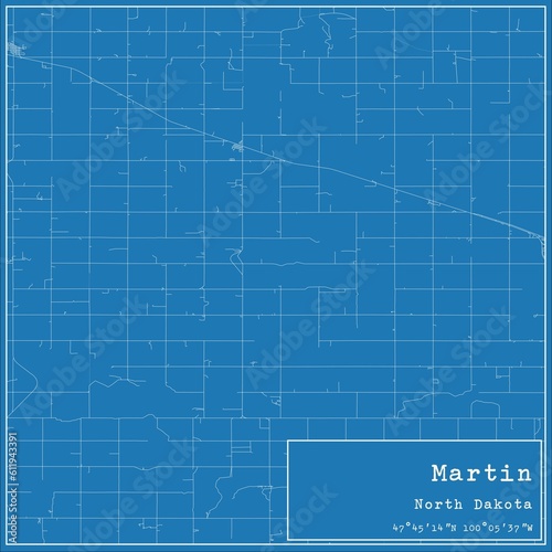 Blueprint US city map of Martin  North Dakota.