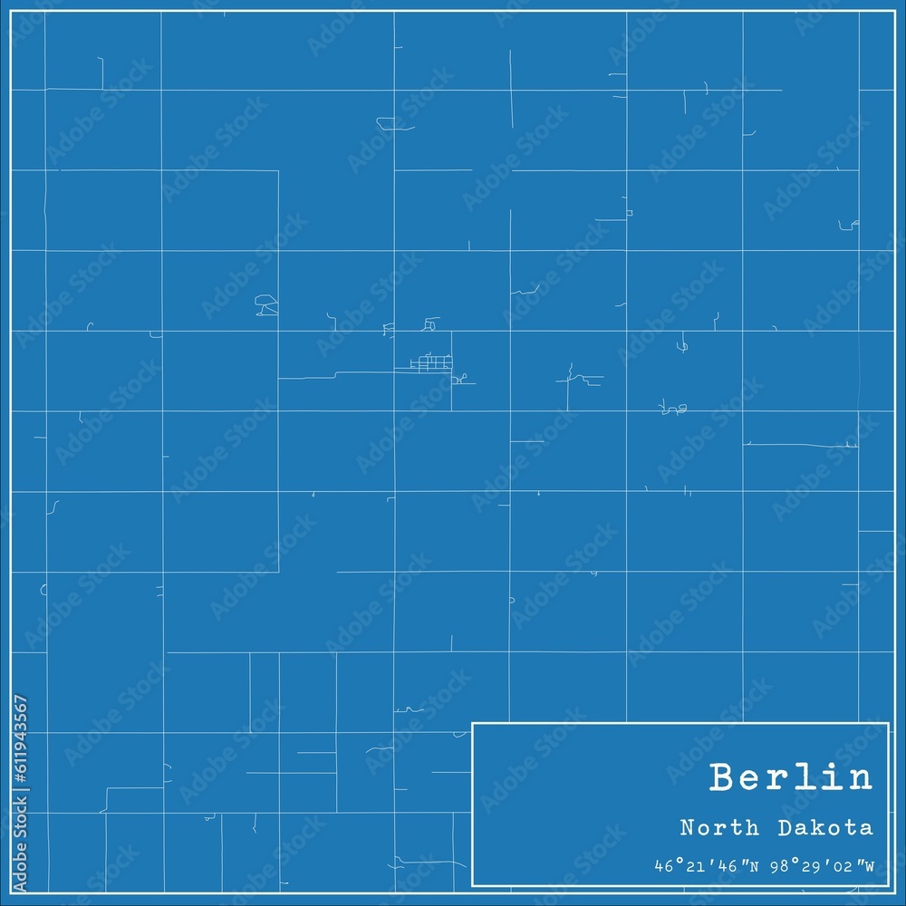 Blueprint US city map of Berlin, North Dakota. Blueprint US city map of Berlin, North Dakota.