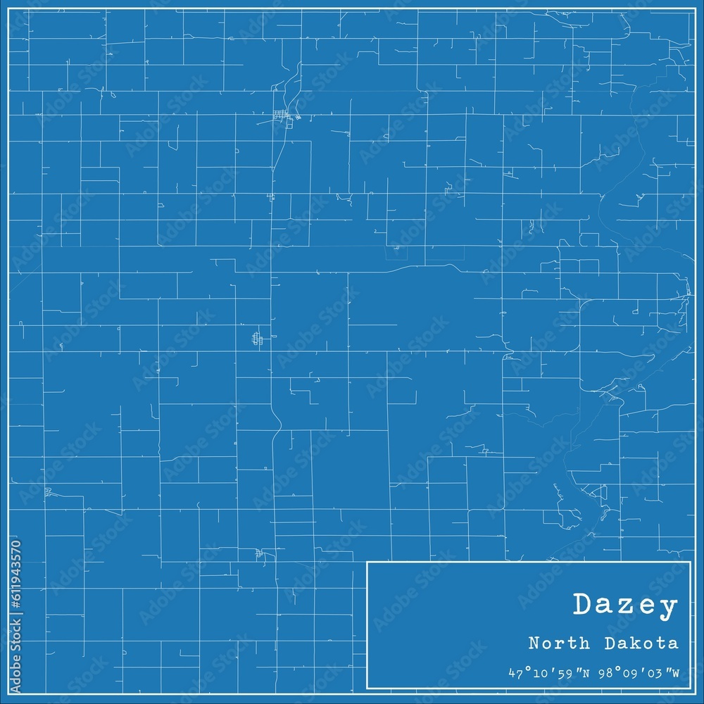 Blueprint US city map of Dazey, North Dakota.