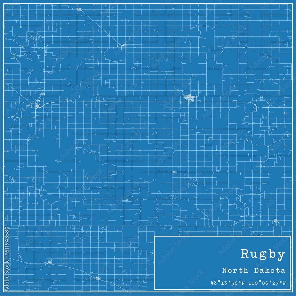 Blueprint US city map of Rugby, North Dakota. Blueprint US city map of Rugby, North Dakota.
