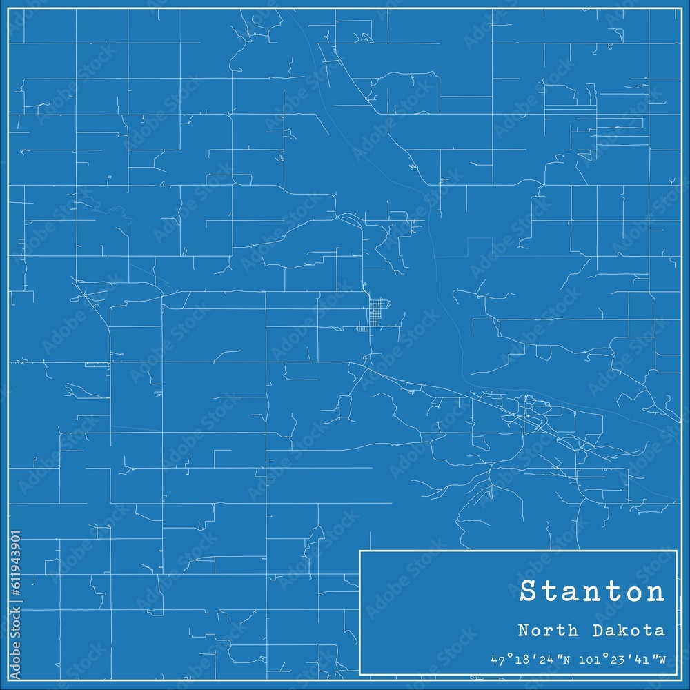 Blueprint US city map of Stanton, North Dakota. Blueprint US city map of Stanton, North Dakota.