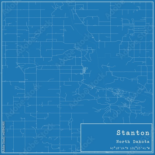Blueprint US city map of Stanton, North Dakota. photo