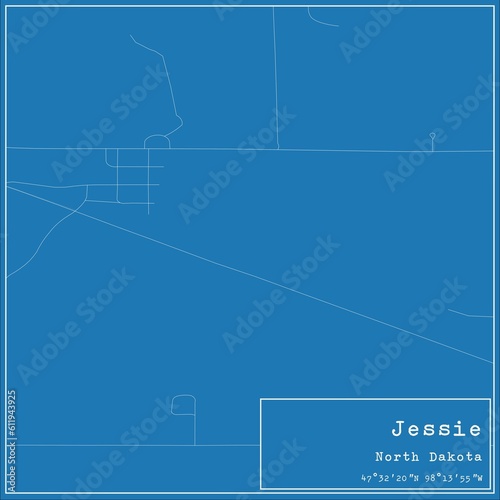 Foto Blueprint US city map of Jessie, North Dakota.