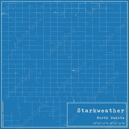 Blueprint US city map of Starkweather, North Dakota. photo