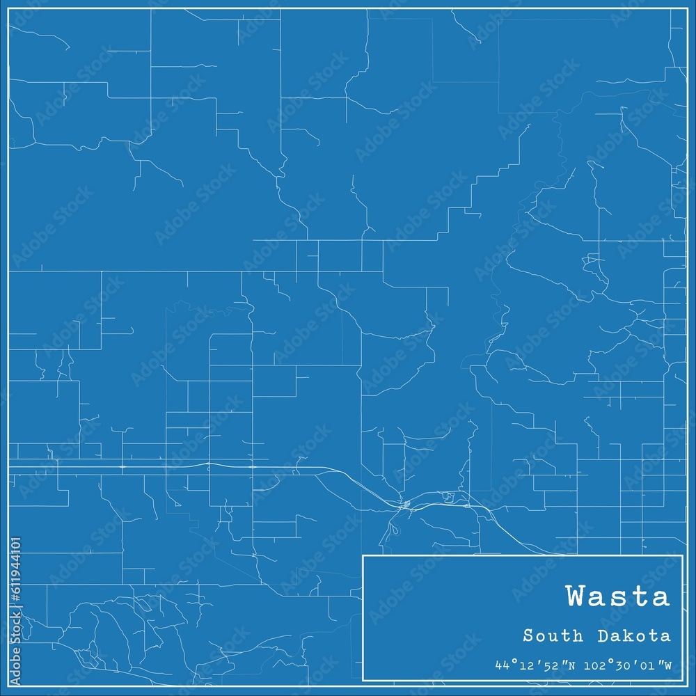 Blueprint US city map of Wasta, South Dakota. Blueprint US city map of Wasta, South Dakota.