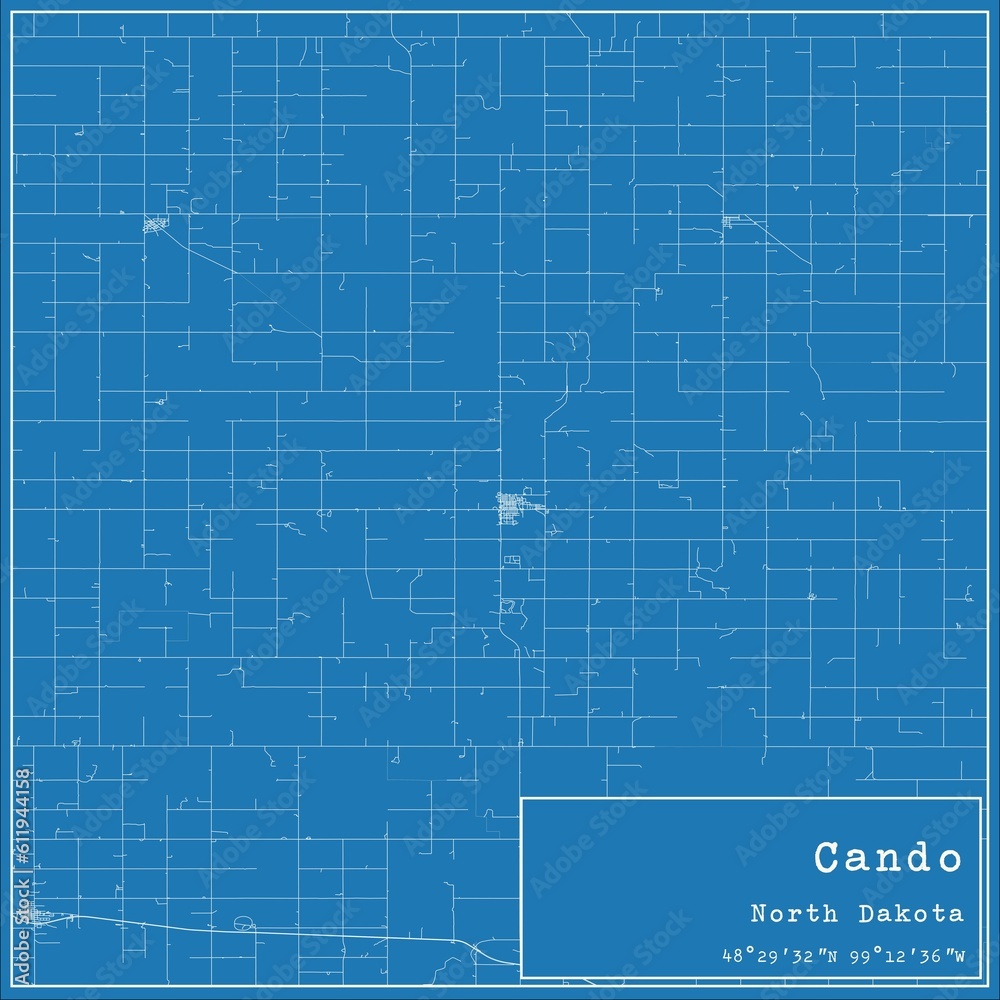 Obraz premium Blueprint US city map of Cando, North Dakota.