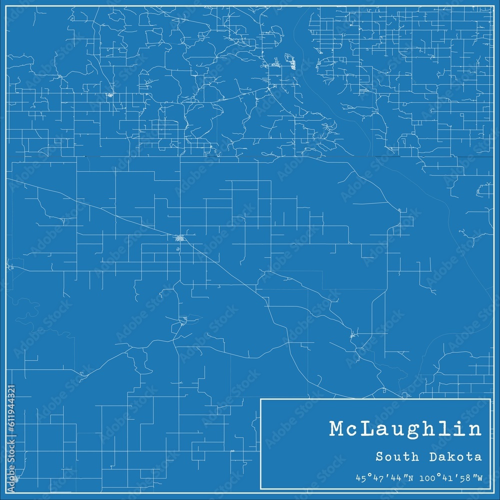 Fototapeta Blueprint US city map of McLaughlin, South Dakota.