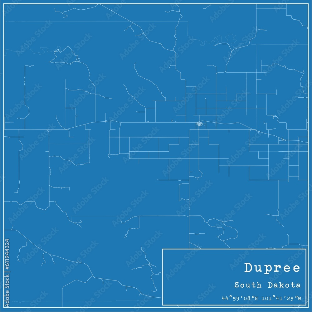 Blueprint US city map of Dupree, South Dakota. Blueprint US city map of Dupree, South Dakota.