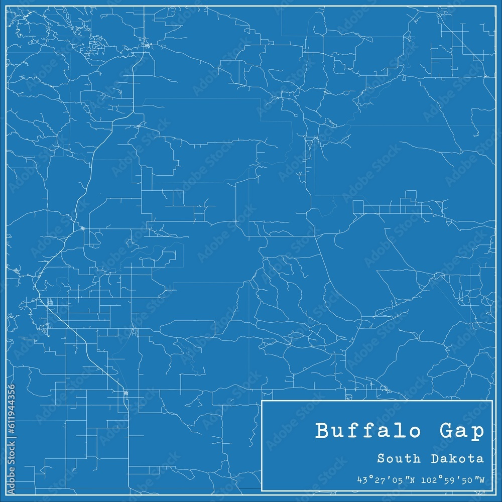 Blueprint US city map of Buffalo Gap, South Dakota. Blueprint US city map of Buffalo Gap, South Dakota.