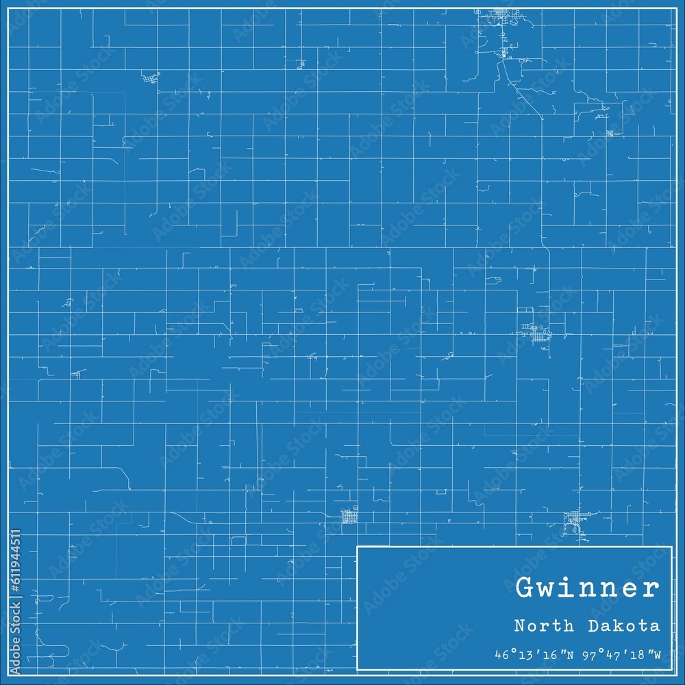 Blueprint US city map of Gwinner, North Dakota. Blueprint US city map of Gwinner, North Dakota.