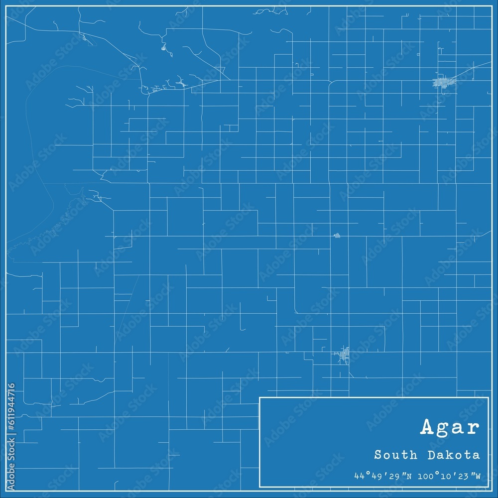 Blueprint US city map of Agar, South Dakota. Blueprint US city map of Agar, South Dakota.