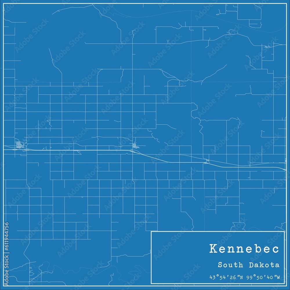 Fototapeta premium Blueprint US city map of Kennebec, South Dakota.