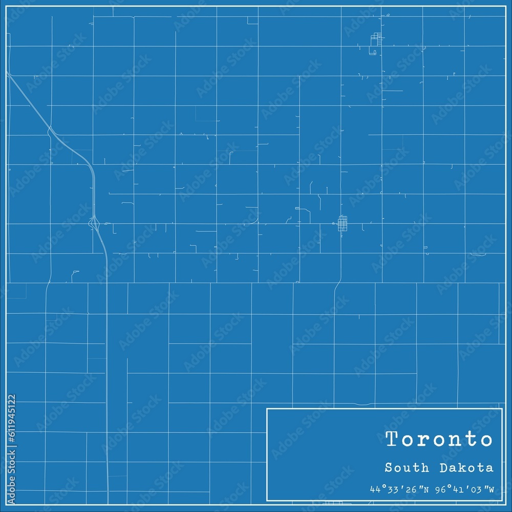 Blueprint US city map of Toronto, South Dakota. Blueprint US city map of Toronto, South Dakota.
