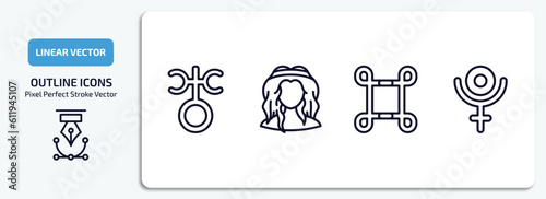 zodiac outline icons set. zodiac thin line icons pack included antimony, virgo, reconciliation, pluto vector.