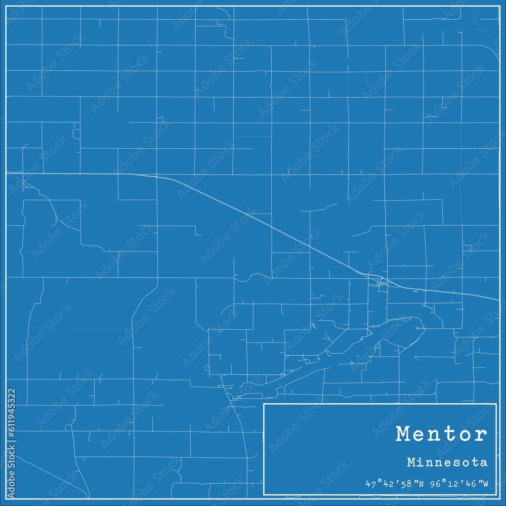 Blueprint US city map of Mentor, Minnesota. Blueprint US city map of Mentor, Minnesota.