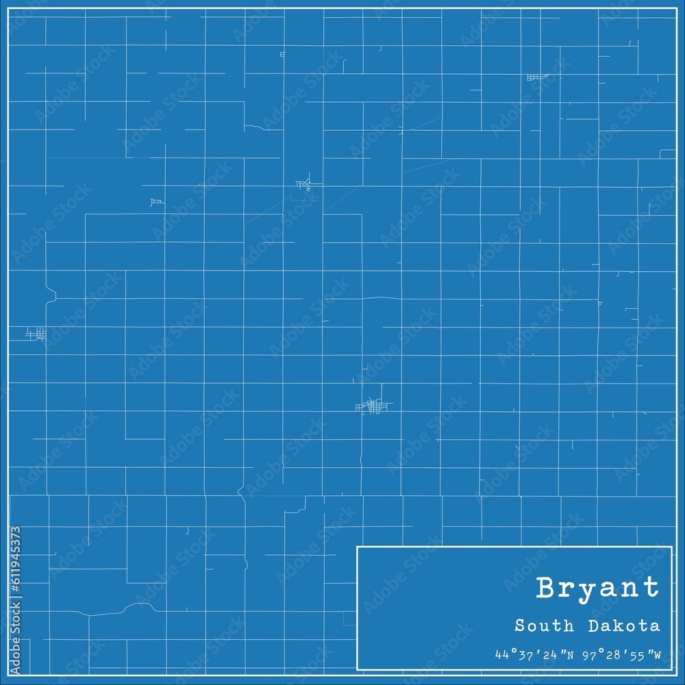 Blueprint US city map of Bryant, South Dakota. Blueprint US city map of Bryant, South Dakota.