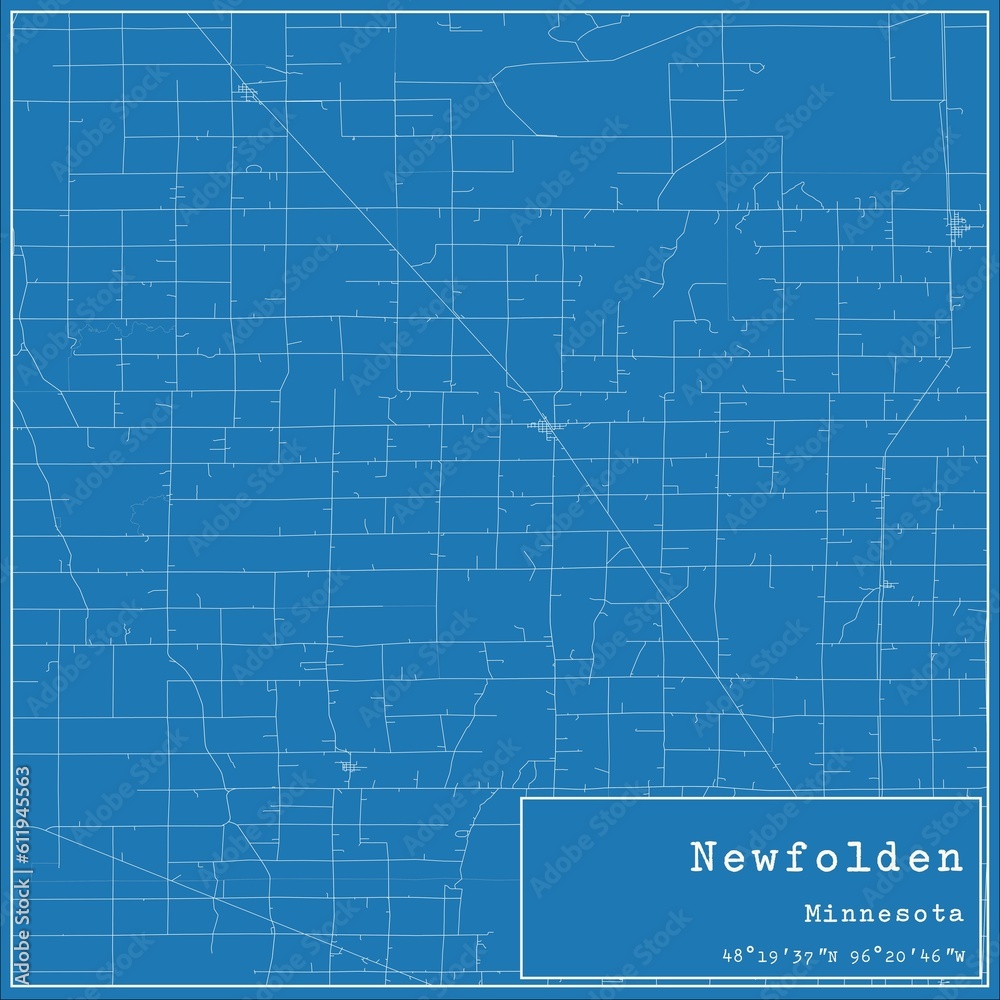 Fototapeta premium Blueprint US city map of Newfolden, Minnesota.
