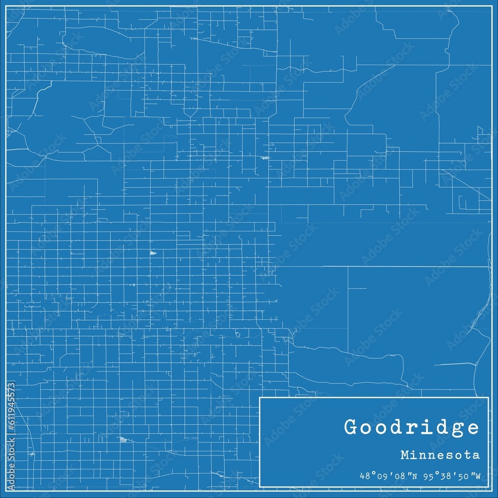 Obraz premium Blueprint US city map of Goodridge, Minnesota.
