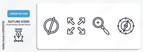 user interface outline icons set. user interface thin line icons pack included empty, full screen, zoom, navigator vector.