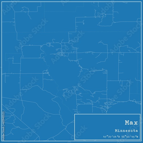 Blueprint US city map of Max, Minnesota. photo