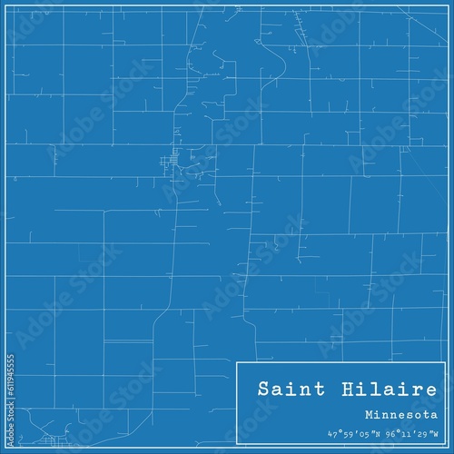 Blueprint US city map of Saint Hilaire  Minnesota.