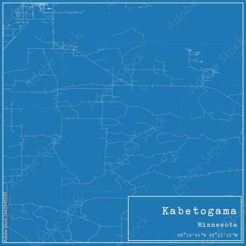 Blueprint US city map of Kabetogama, Minnesota. photo