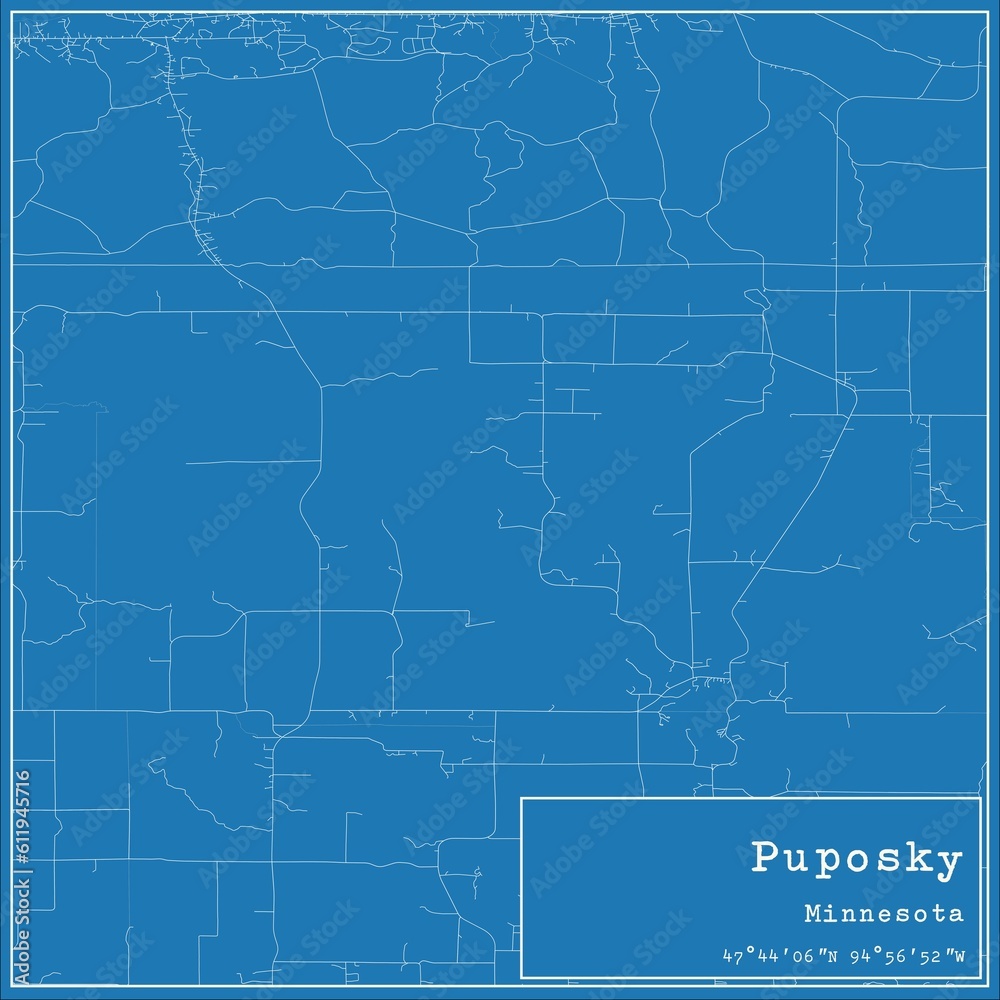 Blueprint US city map of Puposky, Minnesota. Blueprint US city map of Puposky, Minnesota.