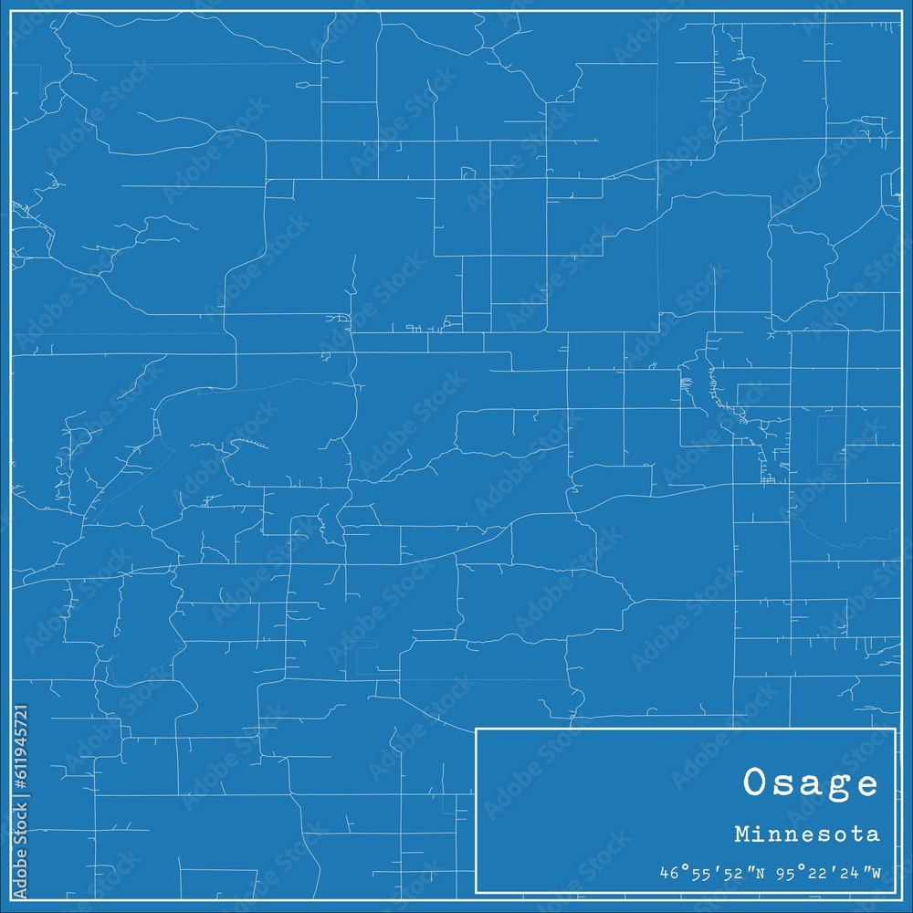 Obraz premium Blueprint US city map of Osage, Minnesota.