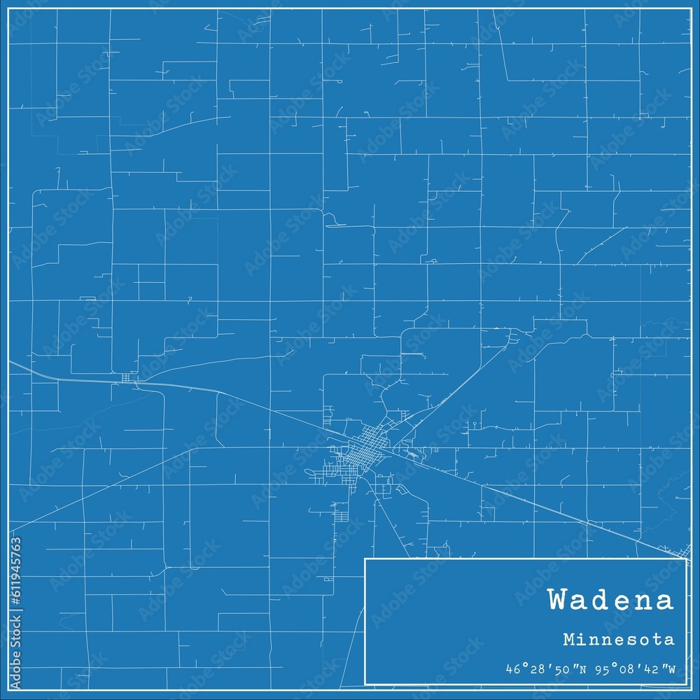 Fototapeta premium Blueprint US city map of Wadena, Minnesota.