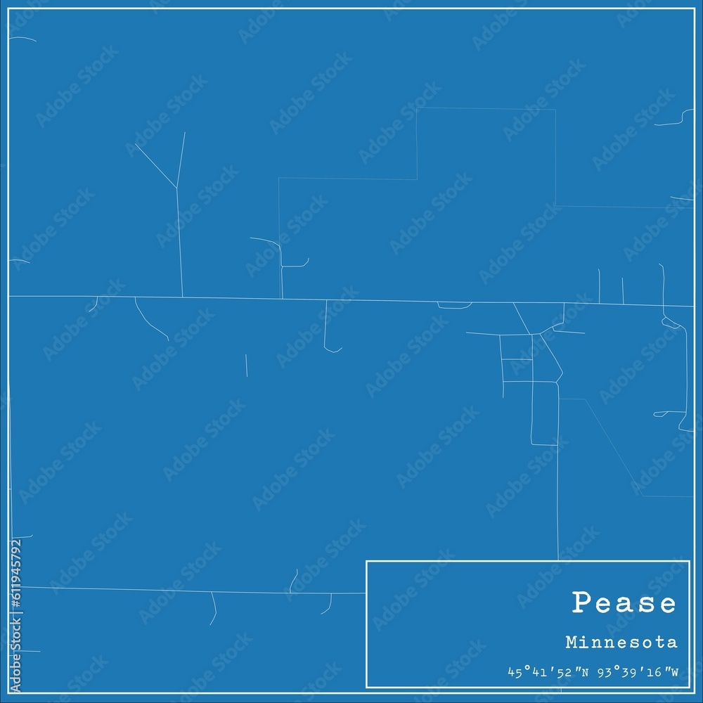 Blueprint US city map of Pease, Minnesota.