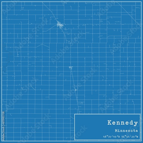 Blueprint US city map of Kennedy  Minnesota.