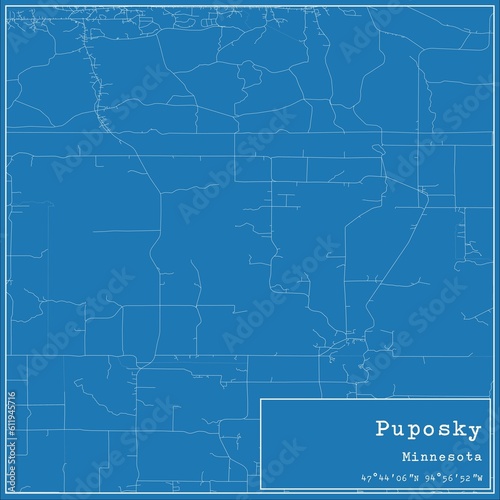 Wallpaper Mural Blueprint US city map of Puposky, Minnesota. Torontodigital.ca