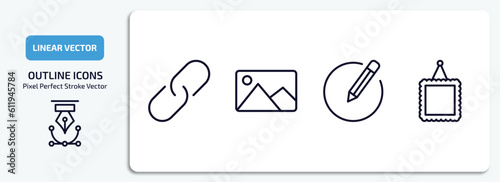 user interface outline icons set. user interface thin line icons pack included images interface, images, editor, image with frame vector.