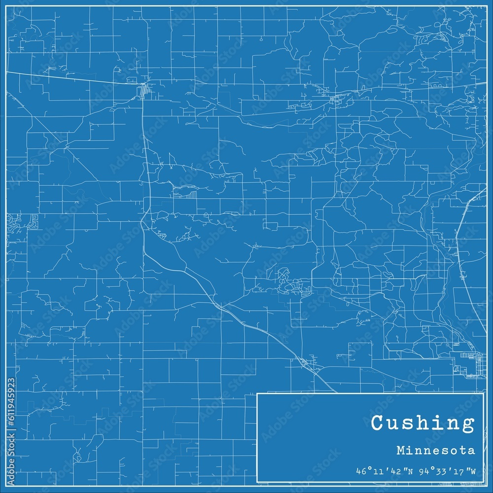 Blueprint US city map of Cushing, Minnesota. Blueprint US city map of Cushing, Minnesota.