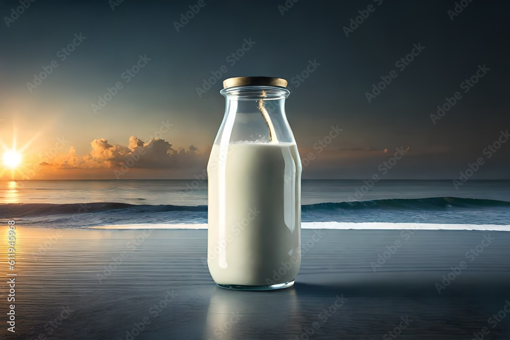 bottle of milk on the beach bottle of milk on the beach