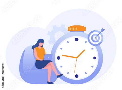 Business time management, deadline concept, planner, planning and organization, flat vector illustration banner
