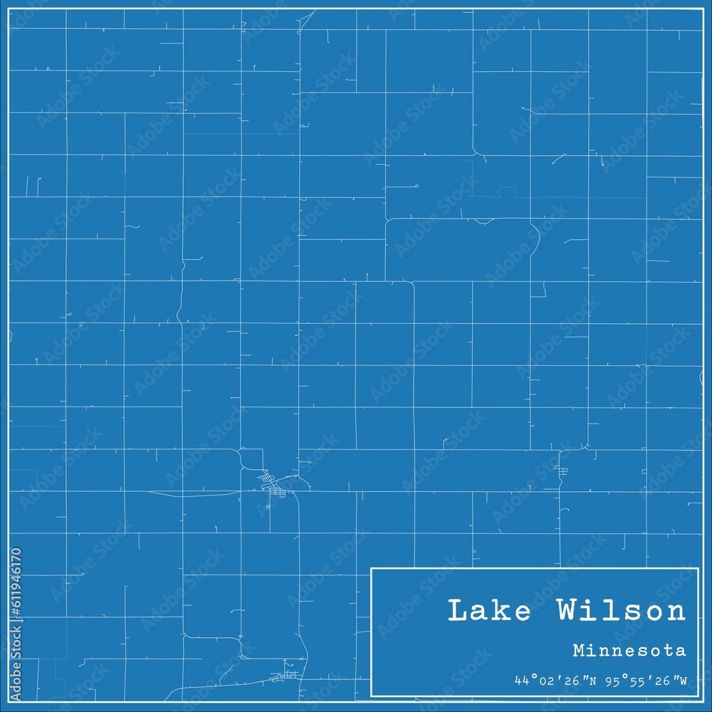 Blueprint US city map of Lake Wilson, Minnesota.