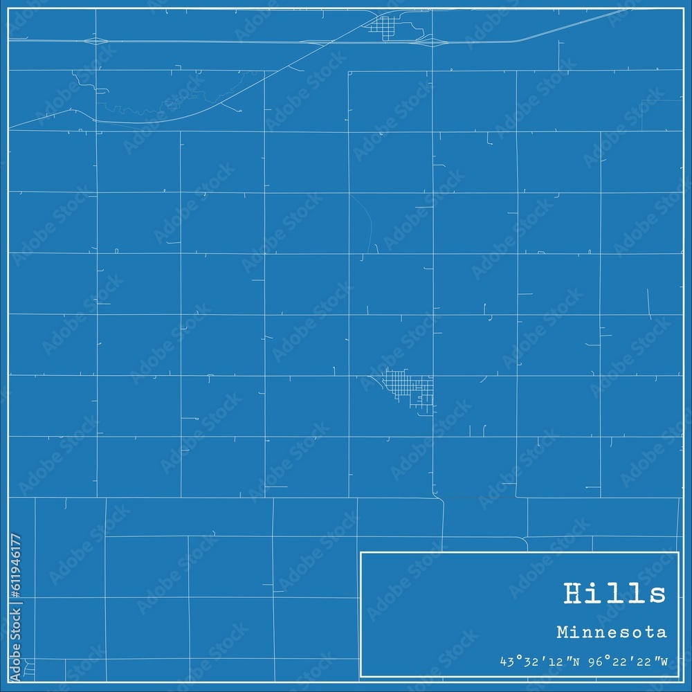 Blueprint US city map of Hills, Minnesota. Blueprint US city map of Hills, Minnesota.