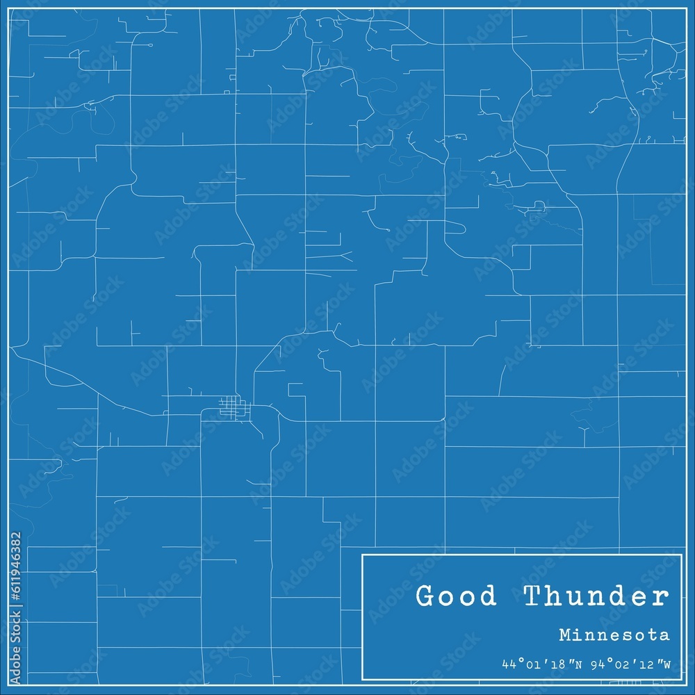 Blueprint US city map of Good Thunder, Minnesota.