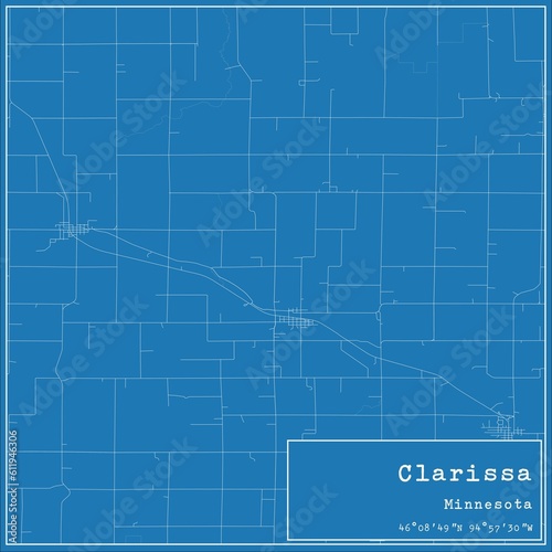 Blueprint US city map of Clarissa, Minnesota. photo