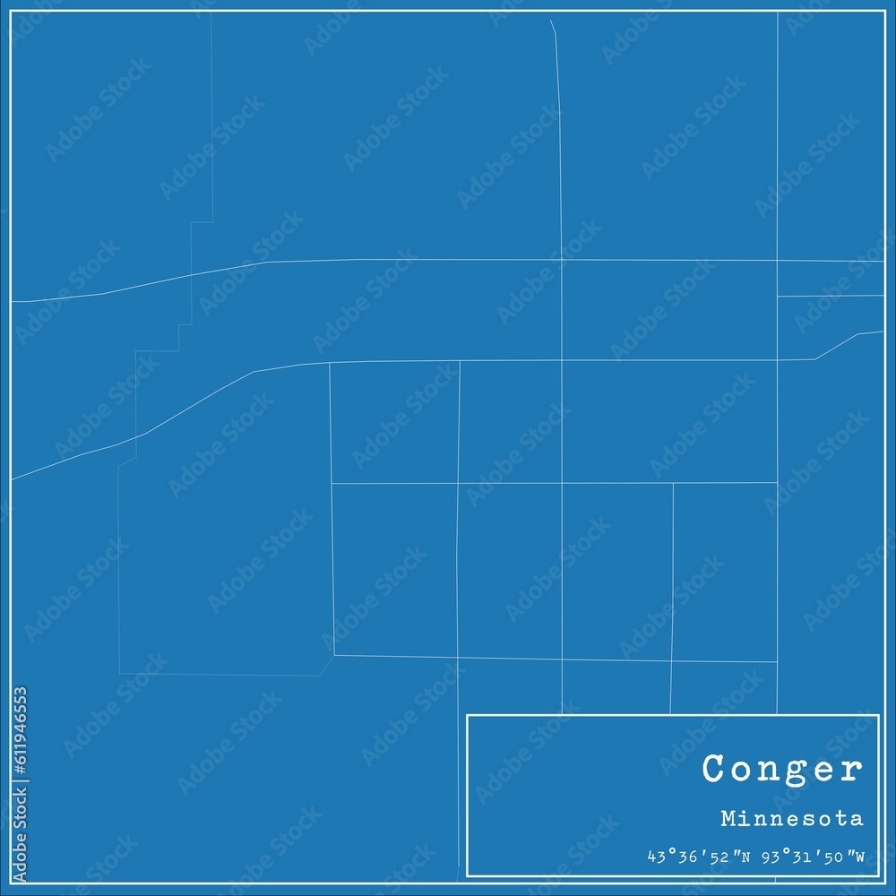 Fototapeta premium Blueprint US city map of Conger, Minnesota.