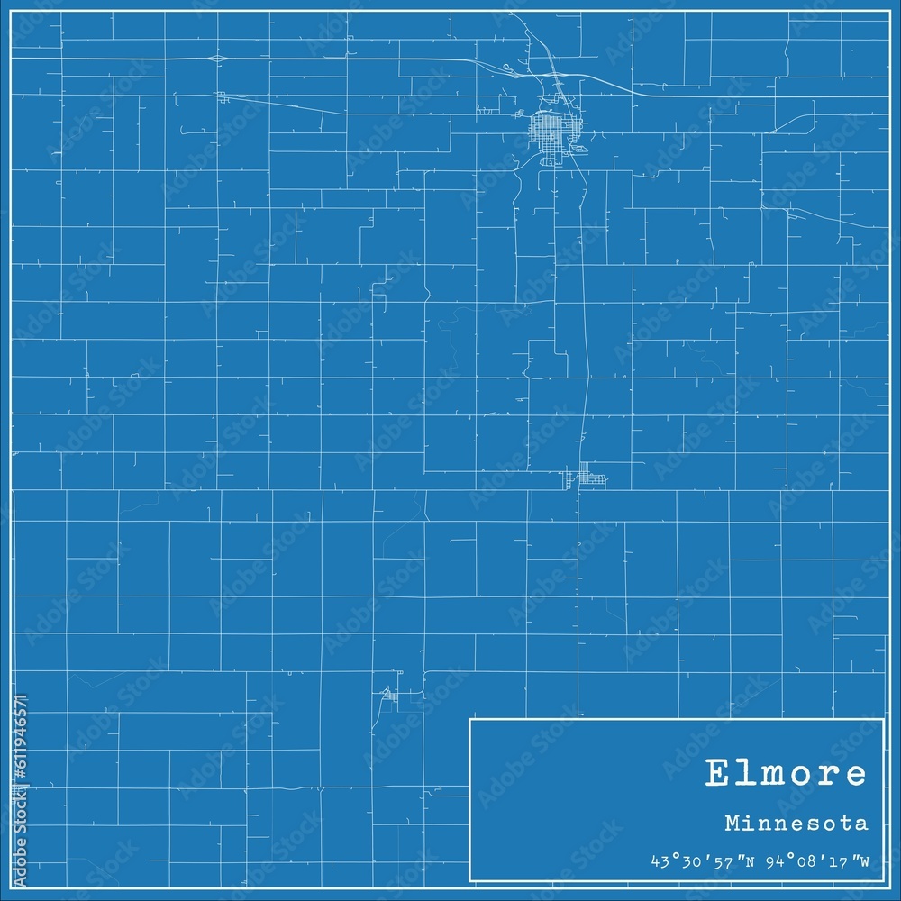 Blueprint US city map of Elmore, Minnesota. Blueprint US city map of Elmore, Minnesota.
