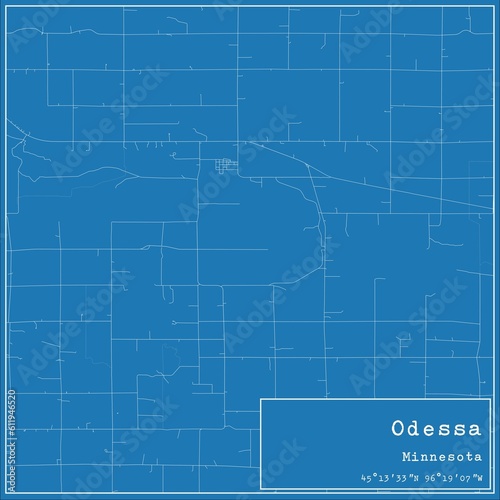 Blueprint US city map of Odessa  Minnesota.